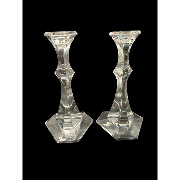Vintage Val St Lambert Candlesticks VAS70 Pair 9.5 inches Cut Crystal GIFTWARE - Picture 9 of 13